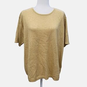 Kobe Woman Vintage Crewneck Short Sleeve Gold Shimmer Sweater Size 3X